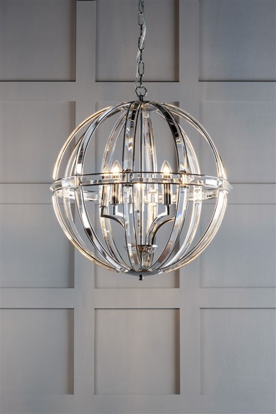 (image for) Laura Ashley Aidan 5lt Pendant Glass & Polished Chrome